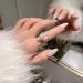 Aimimier Bridal Pearl Flower Index Finger Ring Vintage Adjustable Crystal Knuckle Ring Wedding Jewelry for Women and Girls