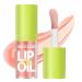 LOPHE Plumping Lip Oil Makeup Lip Gloss Crystal Jelly Lip Care Oil Long Moisturizing Lip Gloss Tinted Lip Oil Non-Sticky FInish High-Shine 12 Hours Hydrating Light Liquid Lipsticks(Pink)