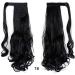 iLUU Ponytail Extension Long Curly Wavy Wrap Around Clip in Hair Extension 18 Inch Synthetic Hairpiece 100g Pony Tail Ponytail Hair Wig for Women - #1B Off Black #1B-off black - Buy Online on GoSupps.com