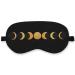 Boho Sun Moon Silk Eye Mask for Sleeping Black Gold Moon Blindfold Adjustable Strap Night Sleep Mask for Women Girls Dorm Airplane Travel Nap Boho Moon Phase Sleeping Mask Eye Cover