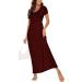 YUNDAI Womens Maternity Maxi Dress Short Sleeve Floral Loose Long Dress with Pocket - Wine Red (Size S) - Buy Online on GoSupps.com