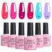 AIMEILI Soak Off Hot Pink Neon Gel Nail Polish Set, Summer Color Neon Pink Orange Purple Blue Color Gel Set Of 6pcs X 10ml - Kit Set 12