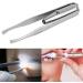 NBGGFF Tweezers Professional Stainless Steel Makeup LED Light Slant Tip Hair Removal Eyelashes Eyebrow Tweezers Makeup Tool with Battery Silver - Buy Online on GoSupps.com