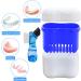 Retainer Bath Box Denture Cleaning Bath Case with Brush Denture Cup Storage Bath Box Case Retainer Cleaning Container Mouthguard Soaking Holder - Dark Blue - Buy Online on GoSupps.com