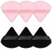 Pimoys 6 Pieces Powder Puff Face Makeup Sponge Soft Velour Triangle Powder Puffs for Loose Powder Body Powder Cosmetic Foundation Beauty Sponge Stocking Stuffers Gift for Women (Black Pink) Black and Pink