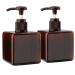 Alledomain 2PCs 250 ml pump dispenser bottle empty refillable plastic lotion pump bottles shampoo body water water square storage container container liquid dispenser (brown)