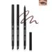 Brown Waterproof Eyeliner Pencil 2Pcs Smudge Proof Long Lasting Gel Eyeliner Creamy Smooth Waterline Eyeliner Highly Pigmented Micro-Fine Retractable Eyeliner with Built-In Sharpener & Smudger-03 03 Brown
