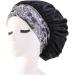 Tossper Women Satin Night Cap - Wide Elastic Hair Cover & Bonnet for Curly Hair - Black - Buy Online on GoSupps.com