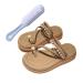 Women's Lightweight Orthotic Sandals Women Summer Round Toe Pearl Slip-On Bunion Corrector Sandals Outdoor Anti Slip Clip Toe Orthopedic Sandals for Toe Separator Hallux Valgus 6 Khaki