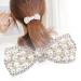EMZHOLE Elegant Rhinestone Pearl Bow Hair Barrette - White | Crystal Headdress Hairpin and Accessories - Buy Online on GoSupps.com