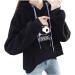 Bigfanshu Women's Dresses Autumn Hoodies Character Print I Hate Morinings Sweatshirt with Pocket Black - Buy Online on GoSupps.com