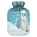 Hot water bottle with soft fleece cover 2 litre hot water bag for hot and cold compresses Christmas motif white