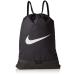 Nike Brasilia Training Gymsack, Drawstring Backpack with Zipper Pocket and Reinforced Bottom, Black/Black/White Black/Black/White Misc