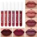 6Pcs Matte liquid lipstick Set Dark Red Matte Lipstick Lip Stain Long Lasting 24 Waterproof Lip Gloss Gift Set  Lipstick Sets for Women Lippies Lip Matte Makeup Lipgloss Beauty Cosmetics (Color-05)
