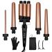 janelove Hair Curler Curling Wand with 3 Barrel Hair Waver Hair Iron Set from 19 mm Curling Wand to 25mm Waver Curling Wand for Long Hair LCD Display /180-450 F Temp Adjustment (Gold) F5-5P-Set
