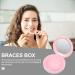 Portable Pink Denture Case with Mirror - Healeved Pocket Denture Storage Box for Orthodontics, Home & Outdoor Use - Buy Online on GoSupps.com