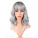 Vroosar Ombre Grey Shoulder Length Wavy Bob Wig with Air Bangs - Synthetic Cosplay Wig for Women and Girls - Buy Online on GoSupps.com