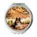 Yanteng Mirror makeup mirror Dog Sheltie Autumn Lying Tree Pocket Mirror portable mirror