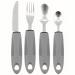 BESTonZON Special Supplies Adaptive Utensils 5Pcs Kitchen Knives Forks and Spoons Silverware Set, Wide, Non-Weighted, Non-Slip Handles for Hand Tremors, Arthritis, Parkinsons or Elderly Use Light Grey-1 30X2.5CM