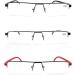 MMOWW 3 Series Pack Reading Glasses for Men & Women Ultra-Light TR90 Half-Brand Metal Specs with Case (Black Blue Red 3.0X) - International Shipping Available - Buy Online on GoSupps.com