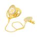 Alomejor baby pacifier curved design 26 letters safe materials healthy bling baby pacifier with clips for 6 to 18 months golden color (R)