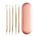 Acne Needle 5Pcs Acne Needle Pimple Tweezers Extractor Blackhead Remover Comedone Extractor Tool Blackheads Treatment (Color : 5pcs Gold)