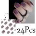 24PCS Matte Leopard Press On Nails - Short Square Fake Nails | Frost Grey Acrylic Glue-On Nails for Women & Girls - Ballerina Manicure Animal Print Designs - Buy Online on GoSupps.com