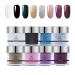 Dip Powder Nail Set, SEISSO 8 Colors Glitter Pastel Acrylic Dipping Powder Starter Kit, Refill Set for French Nail Art Manicure Salon DIY at Home, Gifts for Women No Nail Lamp Needed