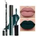 evpct 2Pcs Matte Dark Green Lipstick and Lip Liner Gloss Makeup Set DNM matt Matte Liquid Lipstick Long Lasting Set 24H and with Lip Liner labiales mate 24 horas originales matte larga duracion 24 23 0.21 Fl Oz (Pack of...