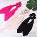 Satin Hair Scrunchies with Bow - 6 Pcs Solid Colors | Silk Elastic Hair Bands for Ponytail Holder - Buy Online on GoSupps.com