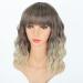 Gradient Blonde AISI HAIR Synthetic Wavy Curly Bob Wig with Bangs - Shoulder Length Ombre Wig for Women - Buy Online on GoSupps.com