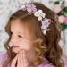 IYOU Flower Girl Headpiece Purple Pearl Princess Headband for Wedding Leaf Floral Crystals Frist Communion Hair Accessories Prom Birthday for Girls (Gold)
