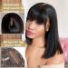 Uolova 10 Inch Black Bob Human Hair Wig with Bangs - 180 Density, Glueless, Realistic Look, HD Lace Front, Brazilian Hair - For Black Women - Buy Online on GoSupps.com