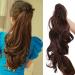 Sego 45cm ponytail hair extension ponytail hair part braid clip in extensions voluminous claw on synthetic hair wavy dark brown mix light brown 18 "(45cm) -140g lured dark brown mix light brown