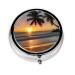 Sunset Beachround Pill Box 3 Compartment Round Pill Box Organizer * Portable Travel Pill Box for Traveling. Black