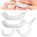 Frenzify 1 pair of fake teeth false teeth veneers whitening dentures cosmetic tooth cover at the top and below temporary teeth provisional with tweezers for adults