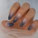 Blue Ombre Gradient Medium Almond Press On Nails - 24 PCs Glossy Acrylic Full Cover with Stickers - Professional Quality eCommerce International Shipping - Buy Online on GoSupps.com