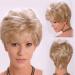 Short Blonde Curly Wig Natural Wavy Fluffy Synthetic Hair Natural Look for Old Middle Age Woman and Grandma blonde