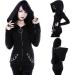 Womens Goth Punk Chain Strap Hooded Crop Top Black Sweatshirt - Buy Online on GoSupps.com
