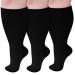 Putuo compression stockings thick calves for men: thrombosis socks women oversize support stockings compression socks for flight medical running 3 couples black l-xl