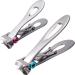 2 Pieces Oversized Thick Nail Clippers for Thick Toenails or Tough Fingernails Oversized Stainless Steel Toenail Fingernail Clipper Cutter Trimmer for Men Adults, 2 Sizes (Silver)