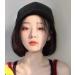 BGHJUE Wig hat plus wig one female summer short hair straight fashion trend detachable thin section repair face wave head