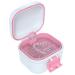 BVN leak -proof prosthesis box denture box with sieve sustainable soakable dentistry dinner for all age group ferns and braces (pink + white)