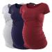 Love2Mi 3PCS Maternity Shirt Short Sleeves Maternity Wear T-Shirt Casual Maternity Tops S Gray + Navy Blue + Wine Red