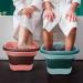 Collapsible Foot Bath 2PCS with Handle | Portable Foot Soaking Tub | Massage Nodes | Home Foot Spa Basin | Blue & Pink - Buy Online on GoSupps.com