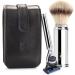 M hle Travel Set - Silvertip Fibre Brush & Gillette-Compatible Razor in Black Leather Case | Premium Shaving Accessories for International Shipping - Buy Online on GoSupps.com