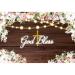 DORCEV 10x6.5ft Baby Shower God Bless Backdrop Brown Wood Planks Spring Floral Newborn Baby Kids Christening Photo Background Gold Glitters Decor Baptism Banner First Holy Communion Party Supplies