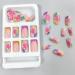 24 Pcs Medium Square French Fake Nails | Acrylic Colorful Flower Designs | Glossy Full Cover False Nails | Manicure Decorations for Women and Girls - Buy Online on GoSupps.com