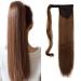 Iluu wrap-around-horseschwanz extension clip for smooth hair 24 inch golden brown # 10 fashion color clip in the hair part Synthetic ponytail hair extensions 100g of ponytail
