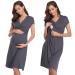 Irdcomps Women s Breastfeeding Nightdress Maternity Nightshirt Nursing Nightgown Soft V Neck Pajama Loungewear Tops Dress for Pregnant Casual Dark Grey XL